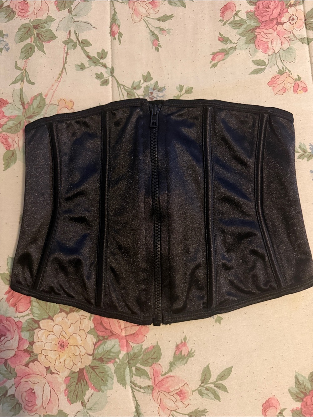 Seven till midnight Black Waist Cincher Zip-Front  tie back Corset large